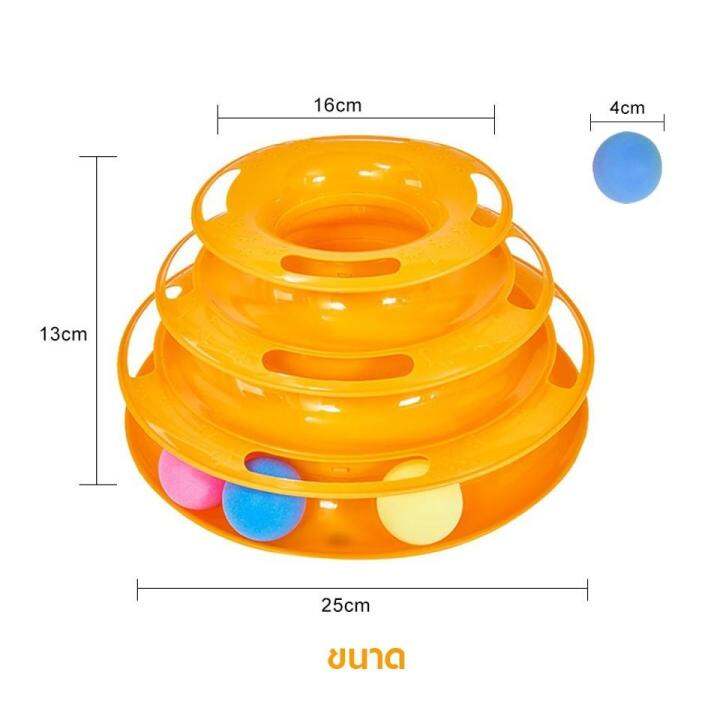 รางบอลแมวทาวเวอร์-3-ชั้น-รางบอลสำหรับแมว-ของเล่นแมว