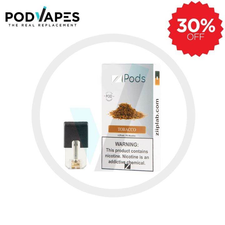 PODVAPES ZiiP J Pods Tobacco Ziip and Juul Compatible Pods 5 50mg/ml