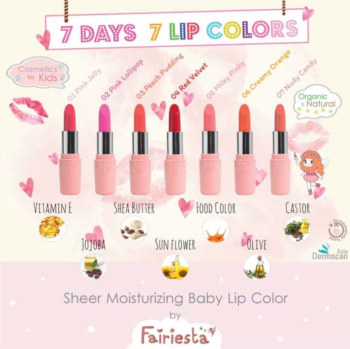 fairiesta-ลิปสติกสำหรับเด็ก-04-สีแดง-sheer-moisturizing-baby-lip-color-04-red-velvet-3-9g