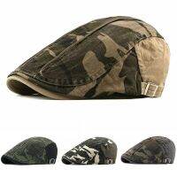 pan ya hong yang Mens Camouflage Berets หมวกกอล์ฟขับรถ แบนผ้าฝ้าย หมวกสำหรับชาย หมวกกอล์ฟขับรถฤดูร้อน แบน Cabbie Newsboy