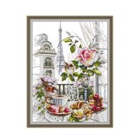 ♂۩ French breakfast cross stitch kit 14ct 11ct count print canvas stitches embroidery DIY handmade needlework wall decor