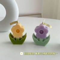 Girls Heart Ins style cute flower handmade scented candle bedroom desktop decoration niche companion