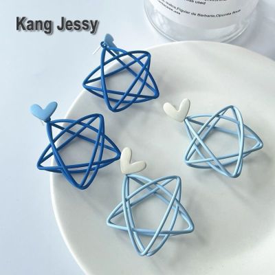 Kang Jessy ต่างหูดาวสีฟ้าเรียบง่ายผู้หญิง 2023 สไตล์ใหม่อินเทรนด์การออกแบบเฉพาะต่างหูระดับไฮเอนด์ต่างหูอารมณ์แฟชั่น