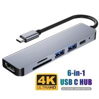 ZPOSTUN USB HUB C HUB Adapter 6 in 1 USB C ถึง USB 3.0 แท่นวางที่รองรับ HDMI สำหรับ MacBook Pro สำหรับ Nintendo Switch USB-C Type C 3.0 Splitter