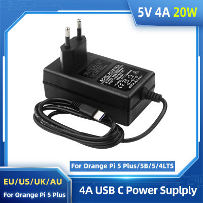 Orange Pi 5 Plus Power Adapter 5V 4A Charger 20W USB Type C แหล่งจ่ายไฟ EU US UK AU Plug สำหรับ OPI 55B4 LTS Raspberry Pi 4B