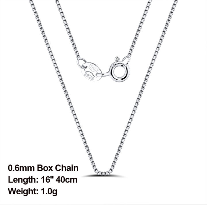 Rinntin S925 Silver Box Cable Link Chain for Women Men Pendant Necklace 40cm45cm50cm55cm60cm Fashion Jewelry Wholeslae SC33