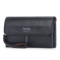 JEEP BULUO Mens Wallet Clutch Bag PU Leather Coin Purse Long Fashion Business Style Mens Handbag Card Bags Soft Key Bag