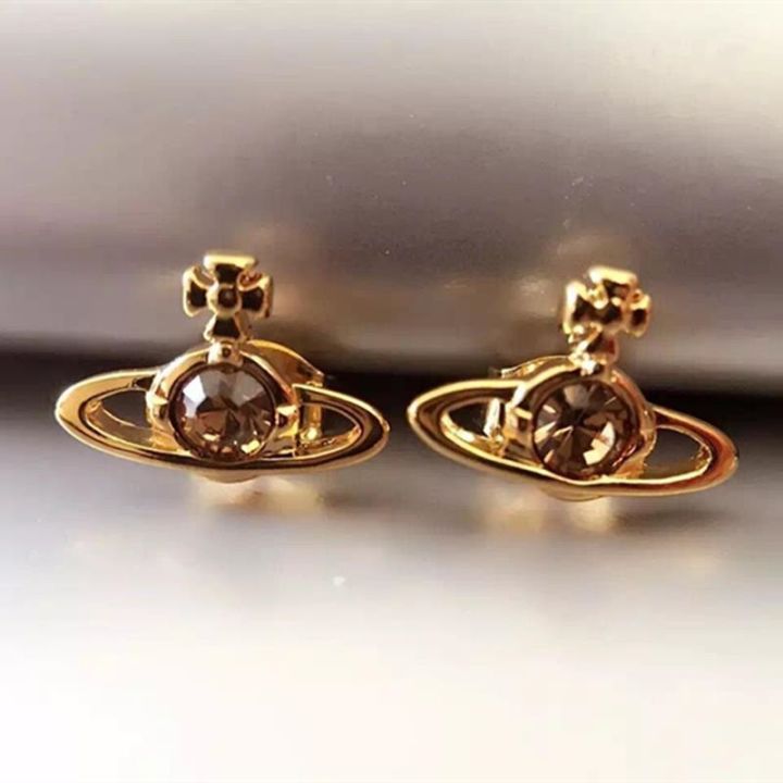 westwood-vivian-vivian-spot-viviennewestwood-genuine-west-empress-dowager-mens-and-womens-single-diamond-saturn-stud-earrings-2023-importedth