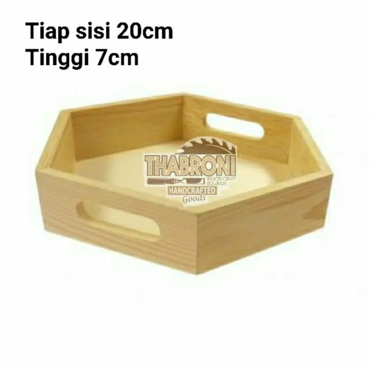 Nampan Kayu Hexagonal Honeycomb Wooden Tray Nampan Baki Kayu Segi Enam