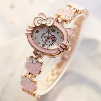 ◐☃ Hot Sale reloj Children Girls Watches Cartoon Lovely Bracelet Student Kids Watch KT Cute Quartz Watch Birthday Gift High Quality