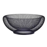 Metal Mesh Creative Countertop Fruit Snacks Basket Bowl Stand for Kitchen Large Black Decorative Table Centerpiece Holder for