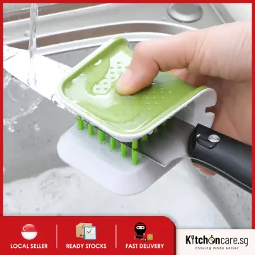 Non-Slip Blade Brush Knife and Cutlery Cleaner Brush Bristle Scrub