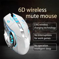 T2 Rechargeable Wireless Mouse Silent Ergonomic Gaming Mice 6 Keys RGB Backlight 2400 DPI for Laptop Computer Pro Gamer Basic Mice