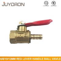 Brass Shoutoff Ball Valve Pneumatic Connector Controller Water Oil Air Gas Fuel Line 6/8/10/12mm Pipe Fittings Red Lever Handle