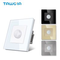 TAWOIA PIR Infrared Motion Sensor Switch Crystal Glass Panel EU Wall Mounted Switches LED Light Switches Body Sensor Detector Power Points  Switches S