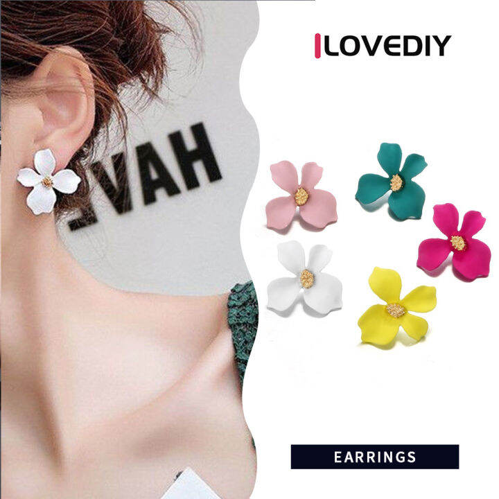 ilovediy-ต่างหูตุ้มหูดอกไม้น่ารักขนาดเล็กเกาหลี-เครื่องประดับแฟชั่นสาวต่างหูขนาดใหญ่หวานสดชื่นสำหรับผู้หญิง