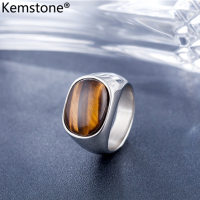 Kemstone Retro 17สเตนเลสสตีล Silver/Gold กาแฟรูปไข่แหวนเครื่องประดับหินของขวัญสำหรับชาย