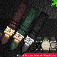 Tali Jam Tangan Pin Tali Jam Tangan Kulit Tekstur Kadal Fashion untuk AR1674 AR0382 AR1722 Pria dan Wanita 18Mm 20Mm 22Mm Hijau