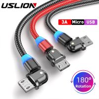 3A สาย USB LED ขนาดเล็กแบบหมุนได้180ข้อมูลการชาร์จเร็วสำหรับสายโทรศัพท์มือถือแอนดรอยด์ Samsung Huawei แท็บเล็ต