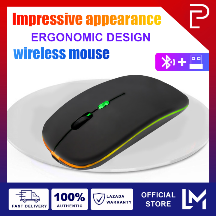 Wireless Mouse Bluetooth and 2.4Ghz USB Receiver Optical Slim
