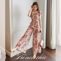 COD DSFERTGERRYYY Chiffon wide-leg pants suit new womens summer style fashion light familiar style thin floral jumpsuit