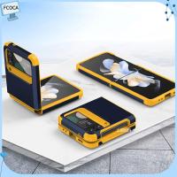 FCOCA พีซีทีพียู เคส Z flip 3/4/5 ป้องกันการกระแทก บานพับแบบบานพับ ฝาปิดโทรศัพท์ ของใหม่ ป้องกันปกป้องปกป้อง ตัวป้องกันโทรศัพท์มือถือ สำหรับ ซัมซุงกาแล็คซี่ โทรศัพท์สำหรับโทรศัพท์