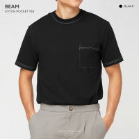 TWENTYSECOND เสื้อยืดแขนสั้น รุ่น BEAM STITCH POCKET TEE (Oversized fit) - สีดำ / Black