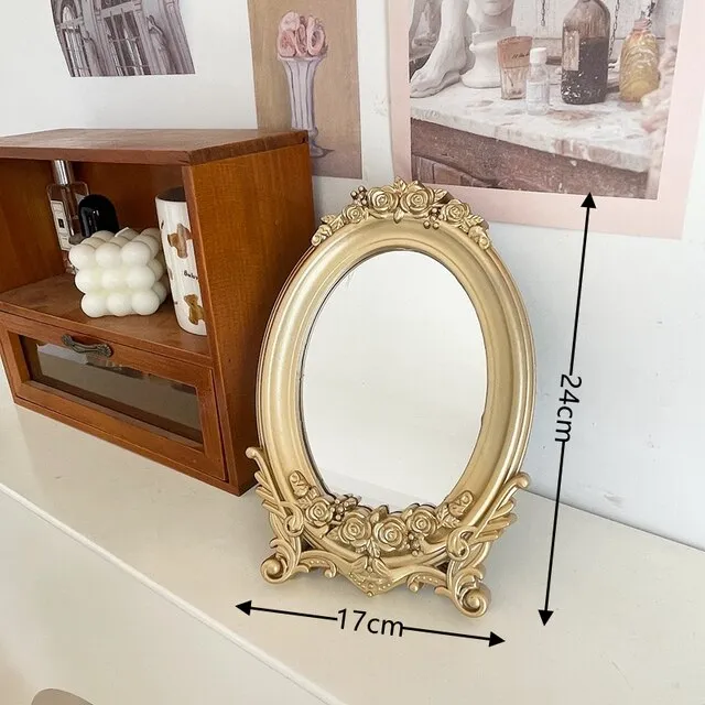 MirrorRustic French Palace Style Carving Frame Table Mirror Gold Mirror