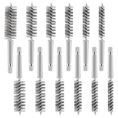 12 Pcs Stainless Steel Bore Brush Twisted Wire Drill Brush Golf Clubs Head Hosel Brush for Power Drill Impact Driver