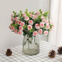 ◈♨ 1 pcs Korean-style fresh bunch simulation small rose fake flower diy handmade hairband decoration simulation 5 forks 11 roses