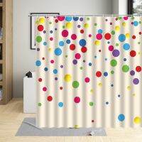 Cartoons Graffiti Color Dots Shower Curtain Animal Cat Butterfly Flowers Black and White Printing Home Bathroom Waterproof Suit