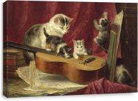 ศิลปะพิมพ์บนผนังผ้าใบลายแมวทำเพลง Henriette Ronner-Knip 36X24นิ้ว