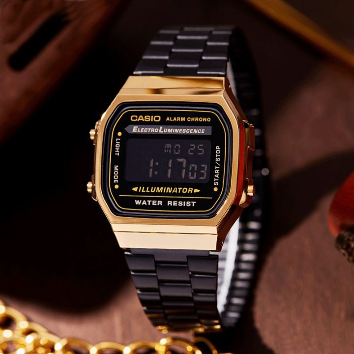 สินค้าขายดี-คาสิโอ-นาฬิกาข้อมือผู้ชาย-รุ่น-a168wegb-1b-นาฬิกาสายสแตนเลส-digital-พร้อมกล่อง-มีประกัน-1ปี