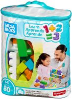 Mega Bloks บล็อคตัวต่อ First Builders Stack and Learn Math Building Bag (80 PCS) ของเล่นเสริมพัฒนาการ คณิตศาสตร์ 80 ชิ้น