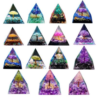 Pyramid Tree-Of-Life Energy Pyramid Generator for Protection Crystal Stone Positive Reiki for Meditation Yoga Reiki Home Office Car Decor everyday