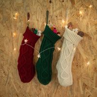 Knitted Christmas Stockings Christmas Decoration Christmas Gift Bag Fireplace Decoration Socks New Year Candy Gifts Bags Holder Socks Tights