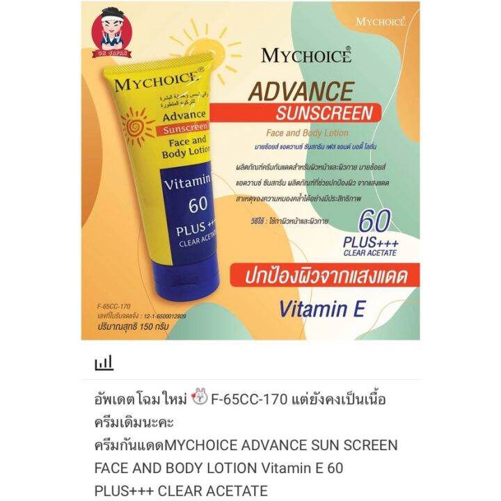 ถูกที่สุด-กันแดดมายช้อยส์-กันแดดหน้า-กันแดดตัว-my-choice-spf-60-กันแดดสุดฮิต-ของแท้-100