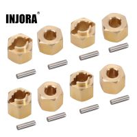 ตัวขยายฮับล้อ Hex ทองเหลือง INJORA 7มม. ความหนา5/6/7/10มม. สำหรับชิ้นส่วนอัพเกรด TRX4M รถยนต์1/18ตีนตะขาบ RC (4M-02)