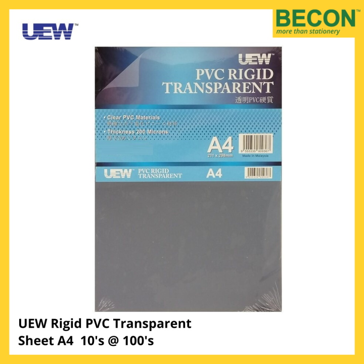 UEW Transparent PVC Sheet A4 / Rigid Sheet A4 size / Plastic Cover A4 / Binding Cover 10 pcs