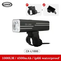 CXWXC 1000Lm 1500 Lumen Night Cycling Front Light USB Charge Bicycle Headlight Lamp IP66 Waterproof MTB Road Bike Flash Torch