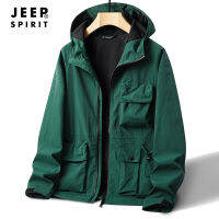 JEEP SPIRIT แจ็คเก็ตผู้ชาย,เสื้อโค้ทลายทางชาร์จสำหรับทั้งหญิงและชายชุดว่ายปีนเขากลางแจ้งมีฮู้ดและกันน้ำ