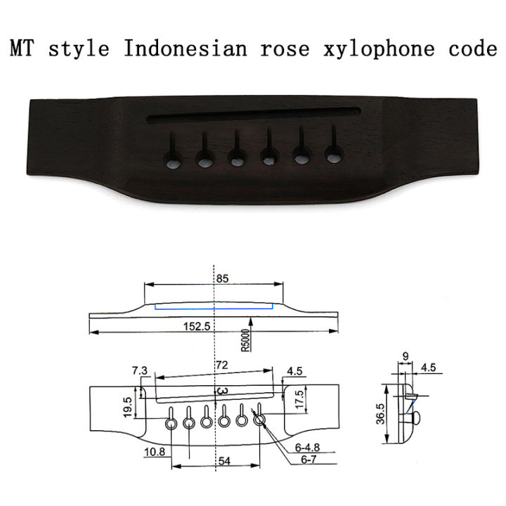 สะพานกีต้าร์โปร่งสำหรับ-6-สาย-สไตล์-martin-ebony-rose-wood-เวงเก้-วัสดุหลากหลายสไตล์-zok-store