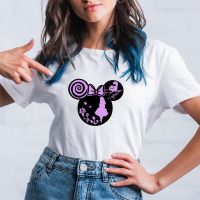 Alice In Wonderland Disney Mickey Mouse เสื้อยืด Kawaii พิมพ์แฟชั่นรูปแบบเสื้อผ้าใหม่ผลิตภัณฑ์ Cheshire Cat Dropship S-5XL