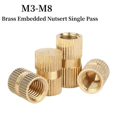 M3 M4 M5 M6 M8 Type B Solid Brass Copper Injection Molding Knurl Thread Insert Nut Embedded Nutsert Single Pass Blind Hole Nails Screws Fasteners