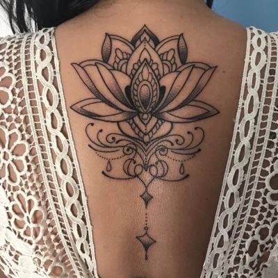 1pcs Temporary Tattoo Sticker Waterproof Black Retro Hand Back Pattern Tattoo Sticker Mandala Flower Clavicle Temporary Tattoo