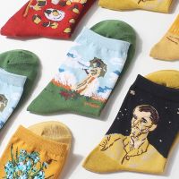 2019 Retro Art Cotton Women Men Crew Socks Famous Painting Series Pattern Novelty Casual Colorful Harajuku Design Sox Funny