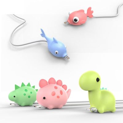 ：“{》 Cute Cartoons Animal Bite Cable Data Protector Fish Dinosaur Dog Shaper Cable Winder Organizer  Ipad Data Line Protection