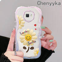 Chenyyka เคสนิ่มใสแบบลายการ์ตูนใบหน้ายิ้มลายคลื่นพร้อมเคสโทรศัพท์โปร่งใส J7ปลอกสำหรับ Samsung ไพรม์ J7ไพรม์2 J2เนื้อครีมปลอกซิลิโคนป้องกันการกระแทกเลนส์กล้องถ่ายรูปใหม่