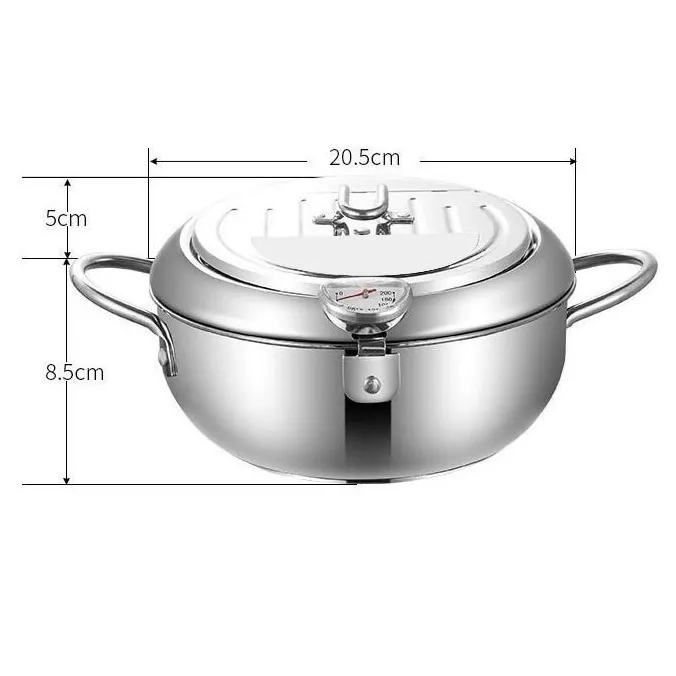 【In Stock】Japanese Style 304 Stainless Steel 24CM Deep Fryer Pot with
