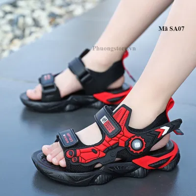 Giày sandal siêu nhân cho bé trai từ 3-12 tuổi màu đen đỏ SA07